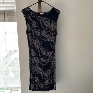 Anthro- Leifsdottir black floral printed dress